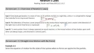 Particle Dynamics Screencast 2.1 - Overview of Newton’s Laws