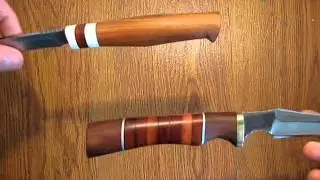 Knife handle made from a file after soaking in linseed oil