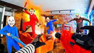 Nerf War (Nerf First Person Shooter) / Nerf Killer Clown Attack