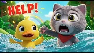 Kitten Saves Duckling! 🐱💦 The River Rescue #kids