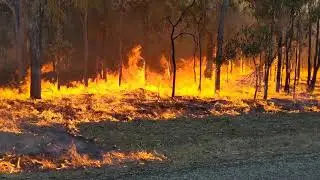 Blazing Bushfire in Australia alongside National Highway