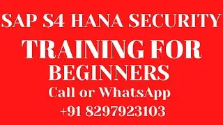 SAP S4 HANA SECURITY TRAINING For Beginners Call or What's App: +91 8297903103