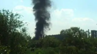 Донецк. Горят гаражи Шериф-Тура 10.08.2014