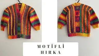 KOLAY TIĞ İŞİ HIRKA YAPIMI  🤌  MOTİF DETAYLI ÇOCUK HIRKASI YAPIMI  🤩  #knitting