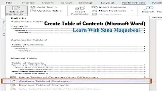 Create Table of Contents ( Microsoft Word)
