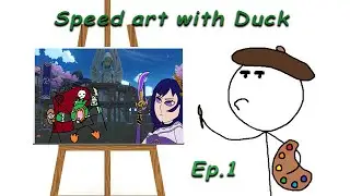 Genshin Impact Speed Art Agent Duck vs Baal + Reaction