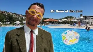 Mr Bean at the pool