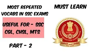 Most important Vocabulary for SSC Exams || SSC CGL, CHSL , MTS || Vocabulary for SSC