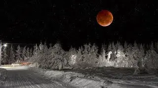 Лунное затмение 31 января 2018 года.  Луна покраснела.  Луну накрыла тень от земли