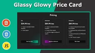 Front End UI Elements | Glowing Pricing Card using HTML5, CSS3 and Javascript