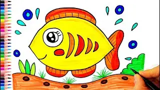 Çok Kolay Sevimli Balık Çizimi - Kolay Çizimler - Balık Resmi Nasıl Çizilir? - Drawing Fish Easy