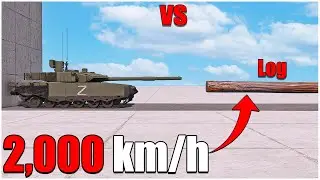 BeamNG Drive | Log VS Tank at 2000 km/h ( 4 ) | #cars crash test | car torture