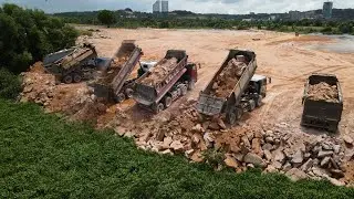 Part.25| Updating Beautiful Project Super Smart Komatsu Dozers Pushing Stone To Filling Up