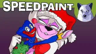 FNAF Christmas Speedpaint - Huggy Wuggy and Mangle [Tony Crynight]