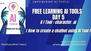 FREE LEARNING AI TOOLS Day 5 AI Tool character.ai - How to Create  Chatbots using AI Tool