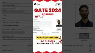 GO Classes GATE 2024 TOPPERS RESULT REACTIONS : AIR 35 : SHUBHAM SHARMA #goclasses #gate2024 #gate