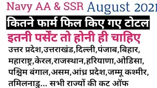 कितना कट ऑफ जायेगा,Indian Navy AA and SSR August batch 2021 percentage criteria all state,Navy 2021