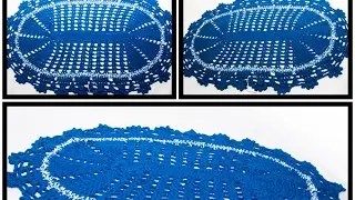 Crochet bathroom rug made of Blue string!