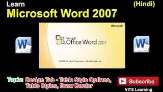 27 Microsoft Word 2007   Design Tab   Table Style Options, Table Styles, Draw Border