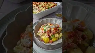 Gnocchi Gemüse Auflauf mit Schinken Sahne Soße#shorts#auflauf #kochen