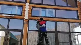 Ремонт дома из оцилиндрованного бревна.