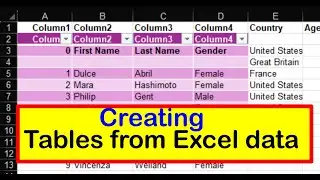 How to create tables from Excel sheet
