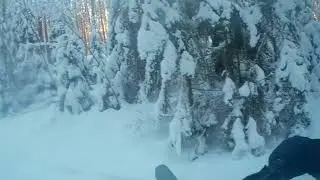 мотовелосипед в -25 по лыжной трассе до озера