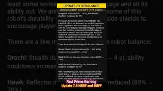 UPCOMING NERF and BUFF Rebalance Insight for Update 7.9 (Official Reddit). War Robots.