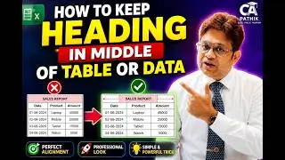 how to keep heading in middle of table or data