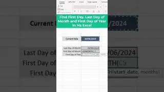 How to Find First Day and Last Day of Month and first day of year  #excel #shortsfeed #excelfunction
