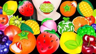 ASMR DIY FRUITS CAKE, SOUR LEMON LIME 직접 만든 화과자, 레몬 라임, 수박화채 다양 과일 코하쿠토 무지개 EATING SOUNDS MUKBANG 먹방