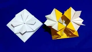 Gift Box with flower and secret message inside. Origami Card. Ideas for gift