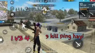 1 vs 4 Solo match // Kall yt dawn 😱// 9 kill // 