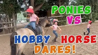 HILARIOUS Horseback Dares! 🤪 Penny on Hobby Horse vs Tabby on Real Pony! 
