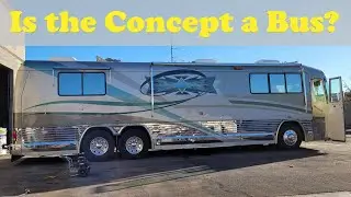 Insepcting the Roof on a Vintage 1999 Country Coach Concept Bus?
