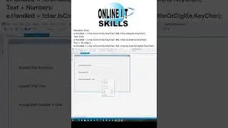 CSharp 08.1 Form validation Numbers Only, Text Only fields onlineitskills