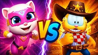 Том погоня героев vs Garfield Rush.Бегалки Супер Анжела и Гарфилд Шериф.Кошки vs Коты.Кто круче?