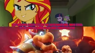 MLP: EG (2013) and TSMBM (2023): (Evil) Sunset Shimmer walks away/Bowser Excited