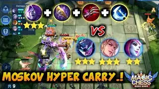 HYPER CARRY MOSKOV. COMBO ABYSS + CELESTIAL. MAGIC CHESS MOBILE LEGENDS BANG BANG GAME PLAY.