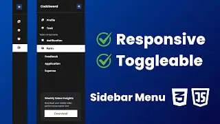 Responsive Toggleable Sidebar Menu With HTML CSS JavaScript | Sidebar Menu