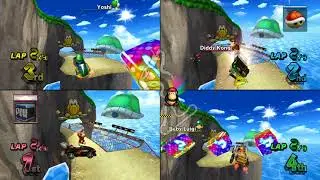 Mario Kart Wii Koopa Cape 4 player Netplay race 60fps