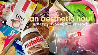 Aesthetic miniso + grocery haul 🌸 | restock with me | aesthetic vlog Indian