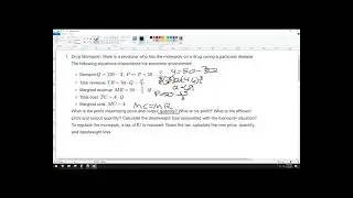 How to find profit maximizing quantity and price with monopoly problem algebraically