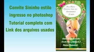 Fazendo convite da sininho estilo ingresso