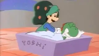 Luigi tucking Yoshi in (for @tristandove5785)