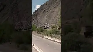Red bridge in the Boom gorge. Road to Issyk-Kul 2021