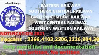 ! INDIAN RAILWAY NOTIFICATIONS 2021! RECRUITMENT 2021!!!