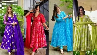 Latest designer Anarkali suits for women | Anarkali suit with plazo | Printed anarkali dress design