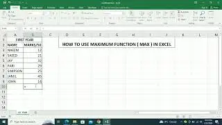 FIND MAXIMIM NUMBER USING FUNCTION  MAX  IN EXCEL 