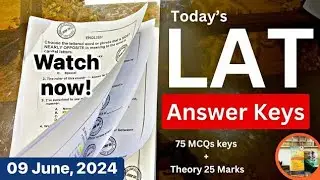 LAT Test key 9 June 2024 | Past Paper Solved  9 June 2024